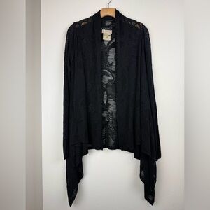 Fuzzi Jean Paul Gaultier Black Lace Waterfall Open Cardigan